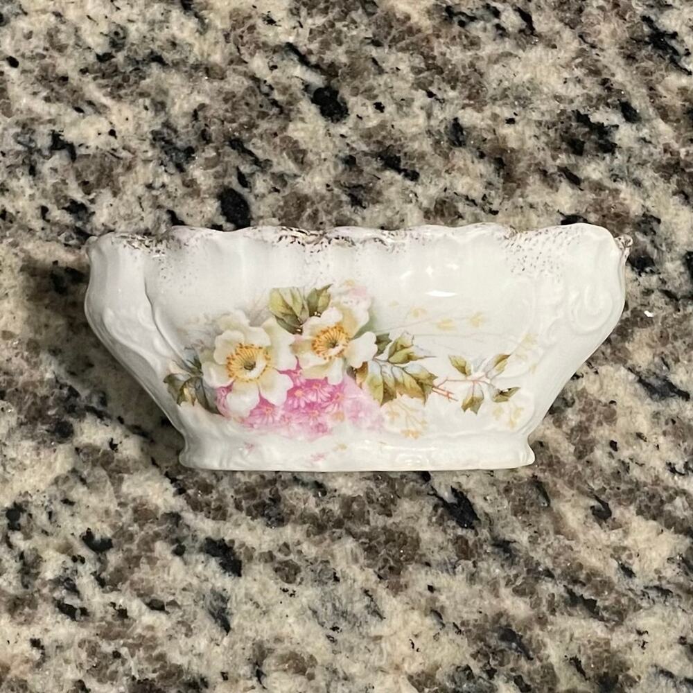 Carl Tielsch Antique Porcelain Sugar Bowl Spring Victorian Era Floral Germany